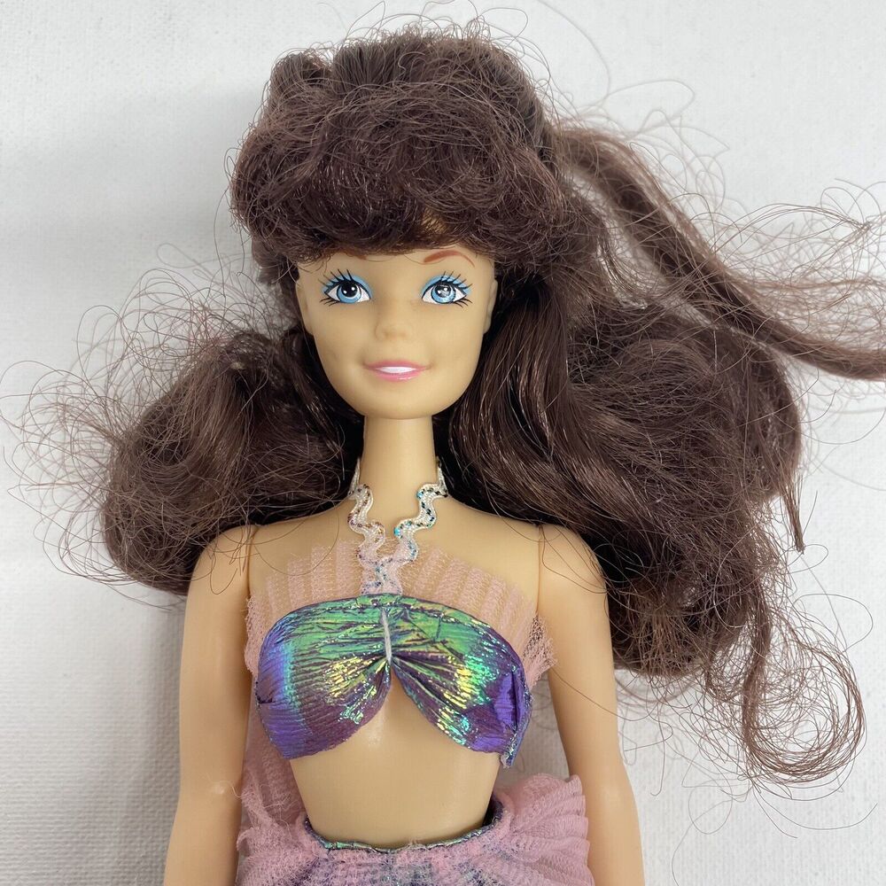 97 Toymax Mermaid 12" Doll Brown Hair Purple Tail Fashion - Does Not Make Sound